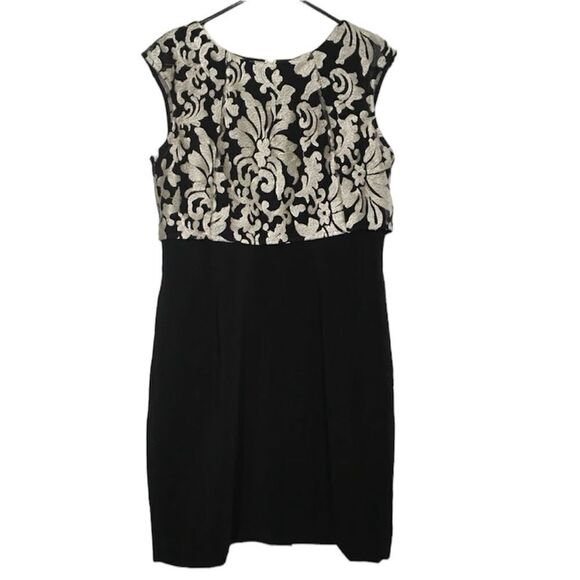 TAHARI EMBROIDERED CAP SLEEVE SHEATH DRESS 10P - Picture 1 of 12